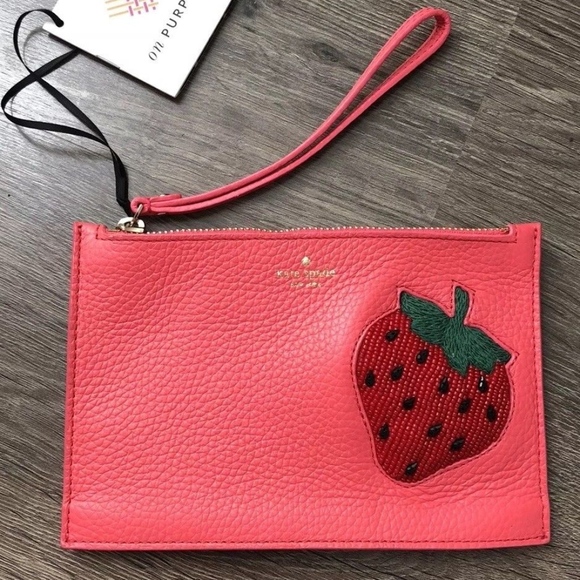 kate spade Handbags - KATE SPADE STRAWBERRY MINI LEATHER WRISTLET PURSE